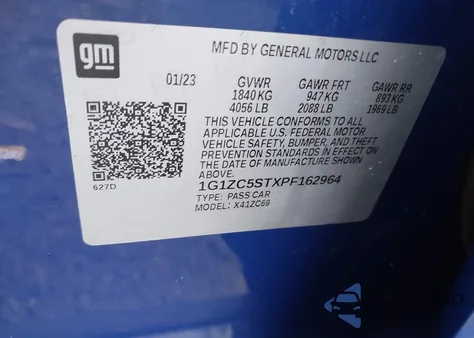 2023 Chevrolet Malibu Fwd 1Fl z USA, uszkodzony, nr VIN 1G1ZC5STXPF162964